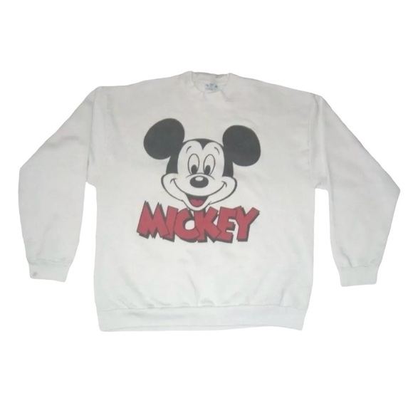 Vintage Mickey Mouse Sweatshirt Disney 70s Kidcore Kawaii Disneyland Retro White - Picture 13 of 13